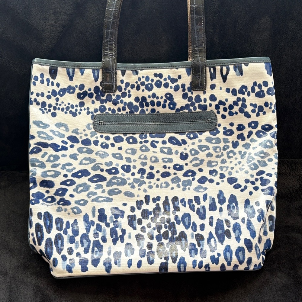 Brighton Navy and White Leopard Tote